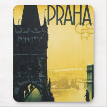 Vintages Prag-Plakat Mousepads