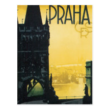 Vintages Prag-Plakat Postkarten