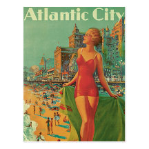 Vintages Reise-Plakat; Atlantic City, Strand-Blond Postkarte
