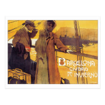 Vintages Reise-Plakat Barcelonas Postkarten