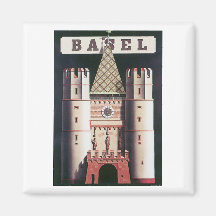 Vintages Reise-Plakat Basels Kühlschrankmagnete