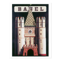 Vintages Reise-Plakat Basels Postkarte