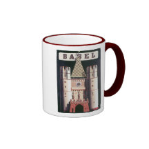 Vintages Reise-Plakat Basels Tasse