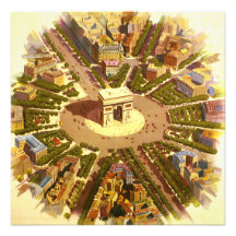 Vintages Reise-Plakat der Arc de Triomphe Paris Fr Individuelle Einladungen