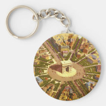 Vintages Reise-Plakat der Arc de Triomphe Paris Fr Schlüsselanhänger