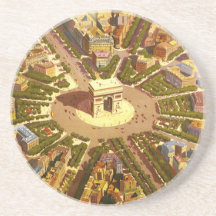 Vintages Reise-Plakat der Arc de Triomphe Paris Fr Getränkeuntersetzer