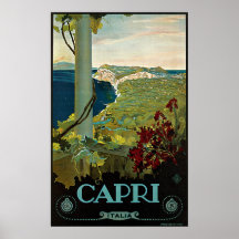 Vintages Reise-Plakat, Insel von Capri, Italien It