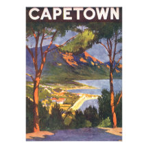 Vintages Reise-Plakat, Kapstadt, Südafrika Ankündigungskarte