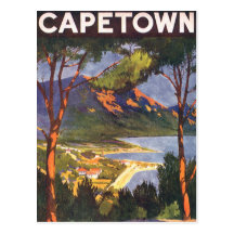 Vintages Reise-Plakat, Kapstadt, Südafrika Postkarten