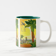 Vintages Reise-Plakat, Los Angeles, Kalifornien Kaffee Tassen