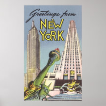 Vintages Reise-Plakat, New- York CitySehenswürdigk