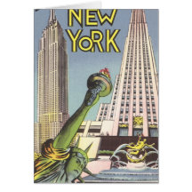 Vintages Reise-Plakat, New- York CitySehenswürdigk Grußkarten