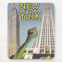 Vintages Reise-Plakat, New- York CitySehenswürdigk Mousepads