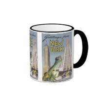 Vintages Reise-Plakat, New- York CitySehenswürdigk Tee Haferl