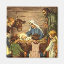 Vintages religiöses Weihnachten, Nativity, Baby Je Magnete
