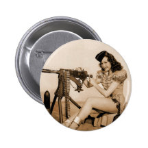 Vintages Retro Frauen-Maschinen-Artillerist-Mädche Anstecknadelbuttons