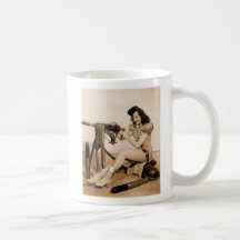 Vintages Retro Frauen-Maschinen-Artillerist-Mädche Tasse