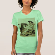 Vintages Retro Frauen-Maschinen-Artillerist-Mädche T-shirts