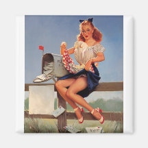 Vintages Retro Gil Elvgren Briefkastenpinup-Mädche Kühlschrankmagnete
