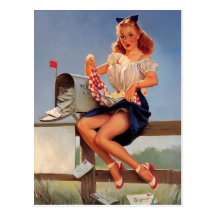 Vintages Retro Gil Elvgren Briefkastenpinup-Mädche Postkarte