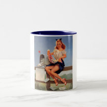 Vintages Retro Gil Elvgren Briefkastenpinup-Mädche Kaffee Tasse