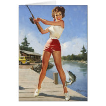 Vintages Retro Gil Elvgren Fischenpinup-Mädchen Karten