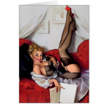 Vintages Retro Gil Elvgren TelefonPinupmädchen Karte