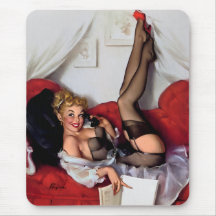 Vintages Retro Gil Elvgren TelefonPinupmädchen Mousepad