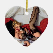 Vintages Retro Gil Elvgren TelefonPinupmädchen Weihnachtsbaum Ornamente