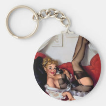 Vintages Retro Gil Elvgren TelefonPinupmädchen Schlüsselband