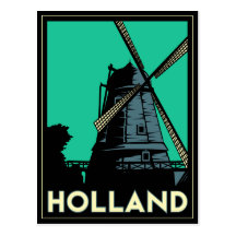 Vintages retro Reiseplakat des Holland-Kunst-Dekos Postkarte