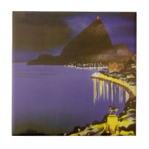 Vintages Rio de Janeiro, Brasilien nachts Kacheln