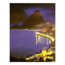 Vintages Rio de Janeiro nachts Ankündigungskarte
