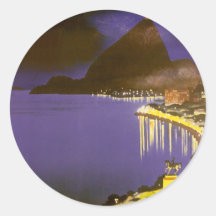 Vintages Rio de Janeiro nachts Runder Aufkleber