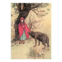 Vintages Rotkäppchen durch Warwick Goble Personalisierte Einladungen