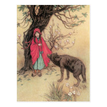 Vintages Rotkäppchen durch Warwick Goble Postkarte