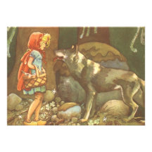 Vintages Rotkäppchen und Wolf im Wald Personalisierte Ankündigungen