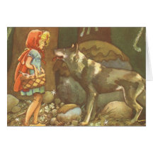 Vintages Rotkäppchen und Wolf im Wald Karten