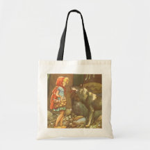 Vintages Rotkäppchen und Wolf im Wald Taschen