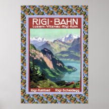 Vintages Schweizer BahnRigi Bahn Posterdruck
