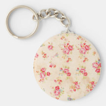 Vintages Shabby Chic-Girly rosa blaue Rosen mit Bl Schlüsselband