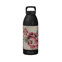 Vintages Shabby Chic-rote weiße und schwarze Rosen Wiederverwendbare Wasserflaschen