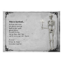 Vintages Skeleton Halloween-Party Einladungskarten