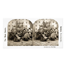 Vintages Stereoview - Weihnachtsabend durch den Ba Foto Karten