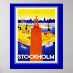 Vintages Stockholm-Reise-Plakat groß