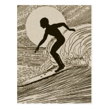 Vintages Surfen Postkarte