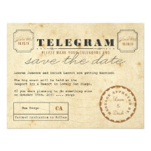 Vintages Telegramm Save the Date Ankündigungskarte