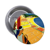 Vintages Tennis, Sport, Reise-Plakat, Monte Carlo Anstecknadelbuttons