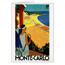 Vintages Tennis, Sport, Reise-Plakat, Monte Carlo Grußkarten