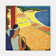 Vintages Tennis, Sport, Reise-Plakat, Monte Carlo Magnete